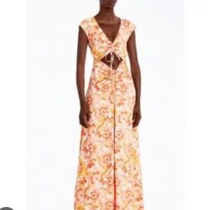 ANTHROPOLOGIE AFRM Pink Floral Cutout Midi Dress